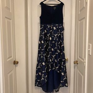 NWT Adrianna Papell Navy High-Low Ballgown